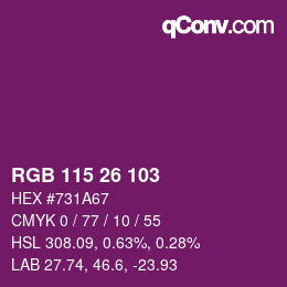 Color code: RGB 115 26 103 | qconv.com