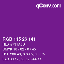 Color code: RGB 115 26 141 | qconv.com