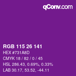 Color code: RGB 115 26 141 | qconv.com