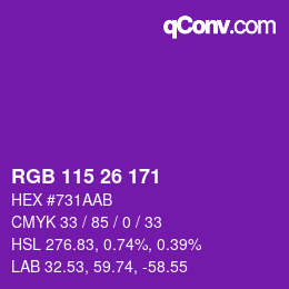 Color code: RGB 115 26 171 | qconv.com
