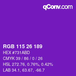 カラーコード: RGB 115 26 189 | qconv.com