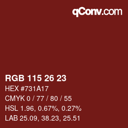 Farbcode: RGB 115 26 23 | qconv.com