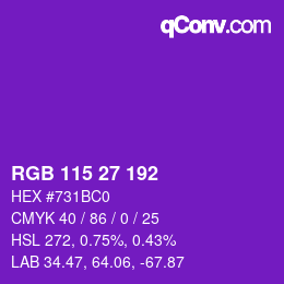 颜色代码: RGB 115 27 192 | qconv.com