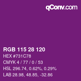 Farbcode: RGB 115 28 120 | qconv.com