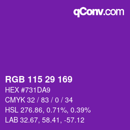 Color code: RGB 115 29 169 | qconv.com