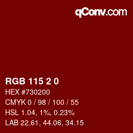Color code: RGB 115 2 0 | qconv.com