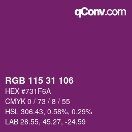 Color code: RGB 115 31 106 | qconv.com