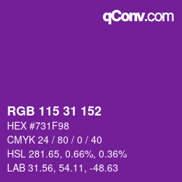 Color code: RGB 115 31 152 | qconv.com