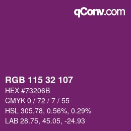 Color code: RGB 115 32 107 | qconv.com