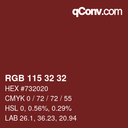 Color code: RGB 115 32 32 | qconv.com