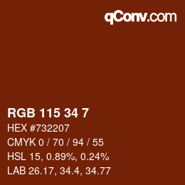 Farbcode: RGB 115 34 7 | qconv.com