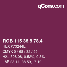 カラーコード: RGB 115 36.8 78.4 | qconv.com