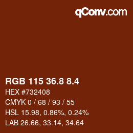 カラーコード: RGB 115 36.8 8.4 | qconv.com