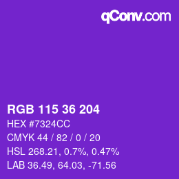 Color code: RGB 115 36 204 | qconv.com