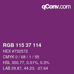 Color code: RGB 115 37 114 | qconv.com