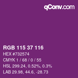颜色代码: RGB 115 37 116 | qconv.com