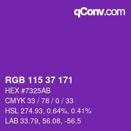 Color code: RGB 115 37 171 | qconv.com