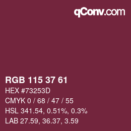 Color code: RGB 115 37 61 | qconv.com