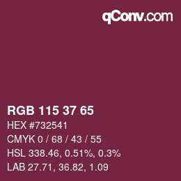 Color code: RGB 115 37 65 | qconv.com