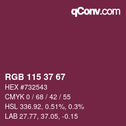 Color code: RGB 115 37 67 | qconv.com