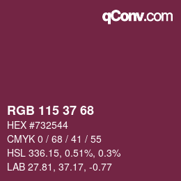 Color code: RGB 115 37 68 | qconv.com