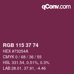Color code: RGB 115 37 74 | qconv.com