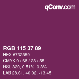 Color code: RGB 115 37 89 | qconv.com