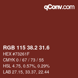 カラーコード: RGB 115 38.2 31.6 | qconv.com