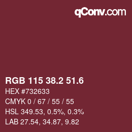 カラーコード: RGB 115 38.2 51.6 | qconv.com