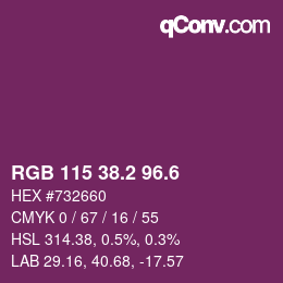 カラーコード: RGB 115 38.2 96.6 | qconv.com
