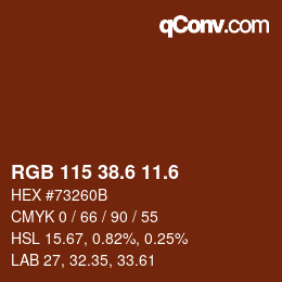 カラーコード: RGB 115 38.6 11.6 | qconv.com