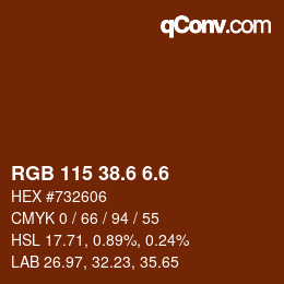カラーコード: RGB 115 38.6 6.6 | qconv.com