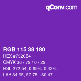 Color code: RGB 115 38 180 | qconv.com