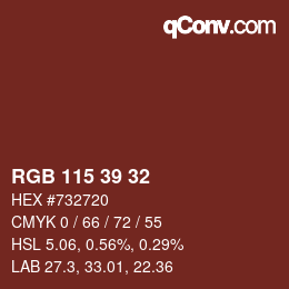 カラーコード: RGB 115 39 32 | qconv.com