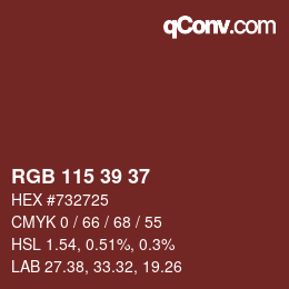 Color code: RGB 115 39 37 | qconv.com