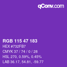 颜色代码: RGB 115 47 183 | qconv.com