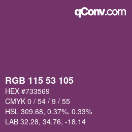 カラーコード: RGB 115 53 105 | qconv.com