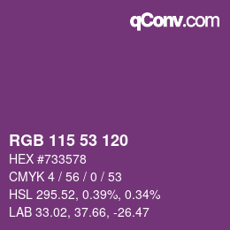 カラーコード: RGB 115 53 120 | qconv.com