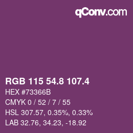 カラーコード: RGB 115 54.8 107.4 | qconv.com