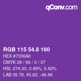 カラーコード: RGB 115 54.8 160 | qconv.com