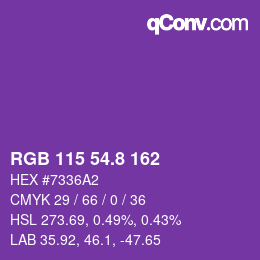 カラーコード: RGB 115 54.8 162 | qconv.com