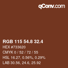 カラーコード: RGB 115 54.8 32.4 | qconv.com