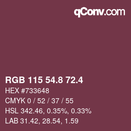 カラーコード: RGB 115 54.8 72.4 | qconv.com