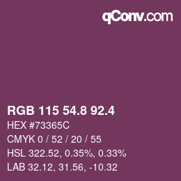 カラーコード: RGB 115 54.8 92.4 | qconv.com