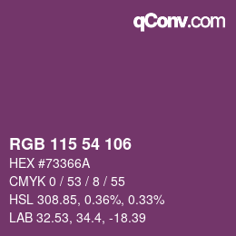 カラーコード: RGB 115 54 106 | qconv.com