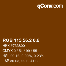 カラーコード: RGB 115 56.2 0.6 | qconv.com