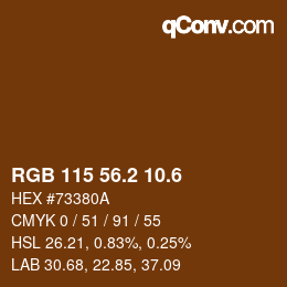 カラーコード: RGB 115 56.2 10.6 | qconv.com