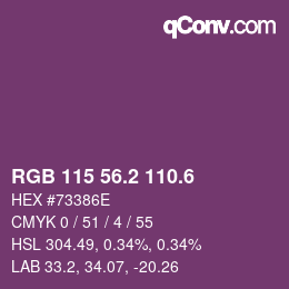 カラーコード: RGB 115 56.2 110.6 | qconv.com