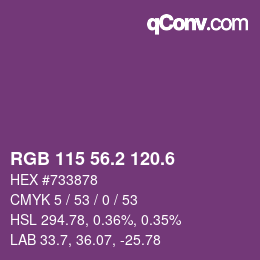 カラーコード: RGB 115 56.2 120.6 | qconv.com
