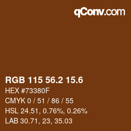 カラーコード: RGB 115 56.2 15.6 | qconv.com
